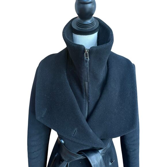 Mackage Wool Cashmere Coat Black Belted Double Breasted Jacket Size S $1195 - Picture 3 of 13